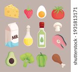 thirteen healthy food set icons | Shutterstock .eps vector #1931813171