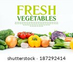 mixed vegetables on isolated... | Shutterstock . vector #187292414