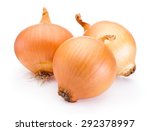 Three onion bulbs isolated on white background