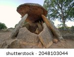 El Mellizo, valuable example of Neolithic dolmens. South side. Valencia de Alcantara, Caceres, Extremadura, Spain