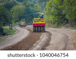 Small photo of CHIANG RAI, THAILAND - FEBRUARY 01, 2018: Machinery for rail road construction in Chiang Mai, Thailand, working on a road construction site to smooth the ground