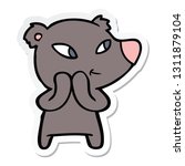 sticker of a cute cartoon bear | Shutterstock .eps vector #1311879104