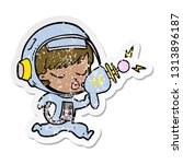 distressed sticker of a cartoon ... | Shutterstock .eps vector #1313896187