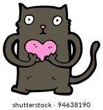 funny black cat with love heart ... | Shutterstock . vector #94638190