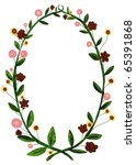Oval Frame  With Flowers And...