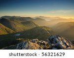 Sunrise Over Mountains In The...