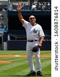 Small photo of BRONX, NY - JUN 26: Former New York Yankees outfielder Reggie Jackson during The New York Yankees 65th Old Timers Day game on June 26, 2011 at Yankee Stadium.