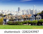The Painted Ladies and San Francisco downtown, California, USA
