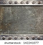 Metal Plate Texture With Screws.