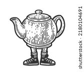 Kettle Teapot On Legs Sketch...