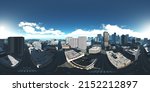 Panorama of the city. HDRI, environment map , Round panorama, spherical panorama, equidistant projection, panorama 360, cityscape, 3d rendering