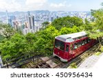 Victoria Peak Tram and Hong Kong city skyline