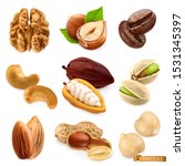 nuts and beans. walnut ... | Shutterstock .eps vector #1531345397