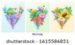 wildflowers bouquet. spring and ... | Shutterstock .eps vector #1615586851