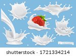 milk splashes. 3d realistic... | Shutterstock .eps vector #1721334214
