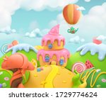 sweet candy land. 3d vector... | Shutterstock .eps vector #1729774624