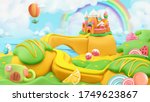 sweet candy landscape. 3d... | Shutterstock .eps vector #1749623867