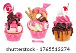cupcakes with raspberries ... | Shutterstock .eps vector #1765513274