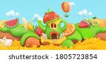 sweet fruits. cartoon landscape ... | Shutterstock .eps vector #1805723854