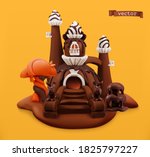 sweet chocolate castle. 3d... | Shutterstock .eps vector #1825797227