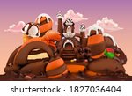 sweet factory. chocolate castle ... | Shutterstock .eps vector #1827036404