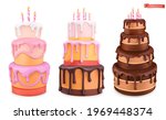 birthday cake with candles.... | Shutterstock .eps vector #1969448374