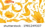 orange paint splash. fruit... | Shutterstock .eps vector #1981249337