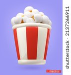 3d Icon. Popcorn Vector Render...
