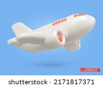 Airplane 3d vector cartoon icon