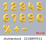 Yellow Plastic Numbers. 3d...
