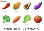 vegetables and fruits 3d vector ...