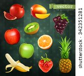 fruits  set of vector... | Shutterstock .eps vector #342351281