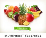 pineapple and juicy fruits ... | Shutterstock .eps vector #518175511
