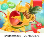 mix fruits. splash of juice.... | Shutterstock .eps vector #707802571