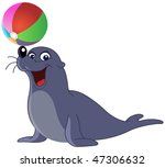 Happy Seal With A Colored Ball