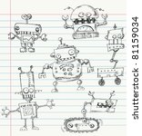 Robot Doodles On A Notebook...