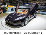 Small photo of Spyker C8 Preliator sports car showcased at the 87th Geneva International Motor Show. Switzerland - March 8, 2017.