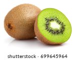 Ripe whole kiwi fruit and half...