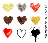 Heart shaped set symbols. nine...