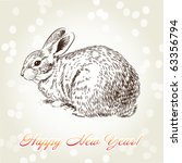 New Year's Rabbit Hand Drawn On ...