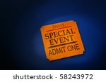 Event ticket stub in spotlight  ...