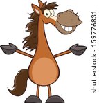 Smiling Horse Cartoon Mascot...