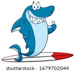 Smiling Blue Shark Cartoon...