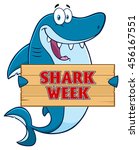 Happy Blue Shark Cartoon Mascot ...