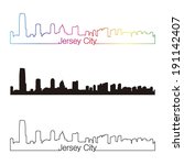 jersey city skyline linear... | Shutterstock .eps vector #191142407