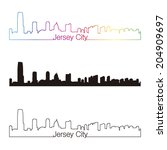 jersey city skyline linear... | Shutterstock . vector #204909697