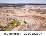 Small photo of Aerial view of large kaolin open pit mine for ceramics production. Industrial area from above. Kaznejov, Czech republic, European union.