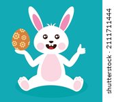 cute cartoon white easter bunny ... | Shutterstock .eps vector #2111711444