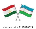 tajikistan and uzbekistan flags.... | Shutterstock .eps vector #2117078324