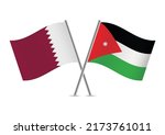 qatar and jordan crossed flags. ... | Shutterstock .eps vector #2173761011